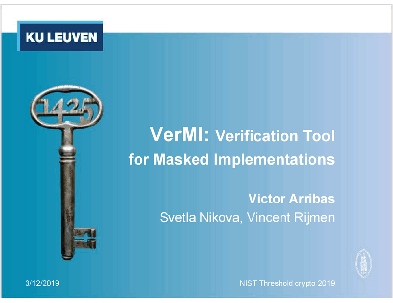 VerMI: Verification Tool for Masked Implementations. Click to watch the video.