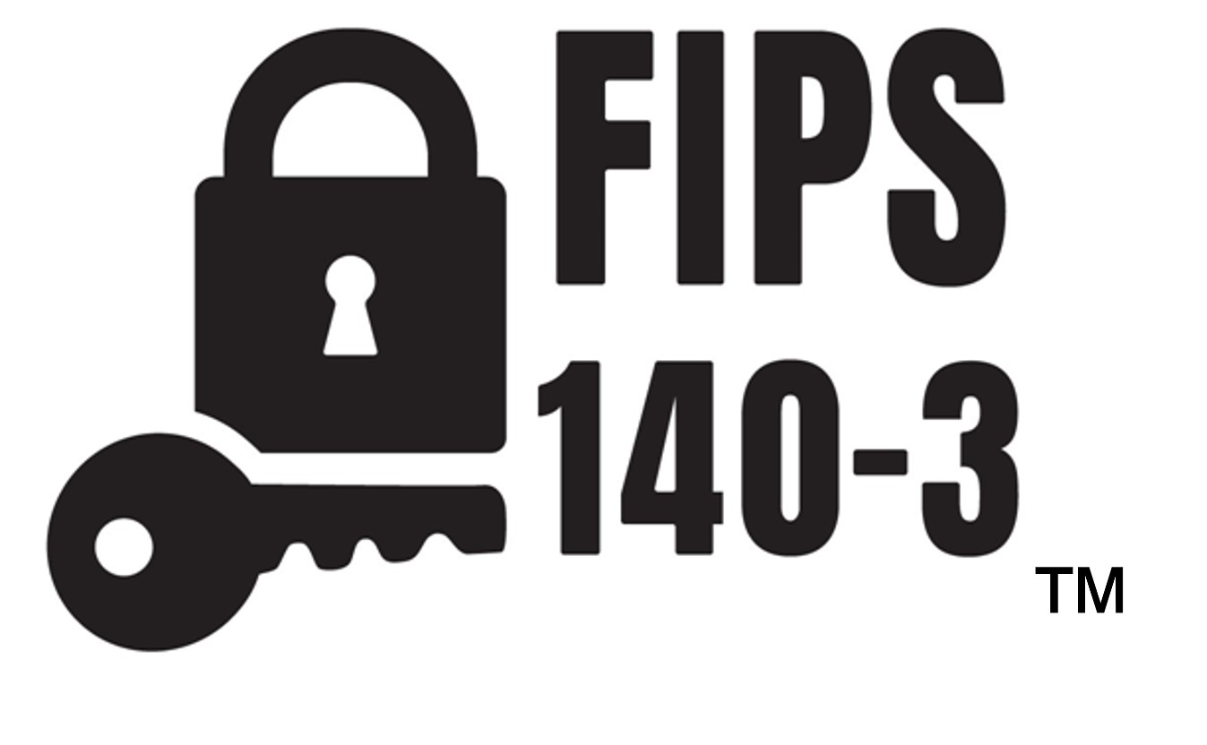 FIPS 140-3 validated product logo image in black and white