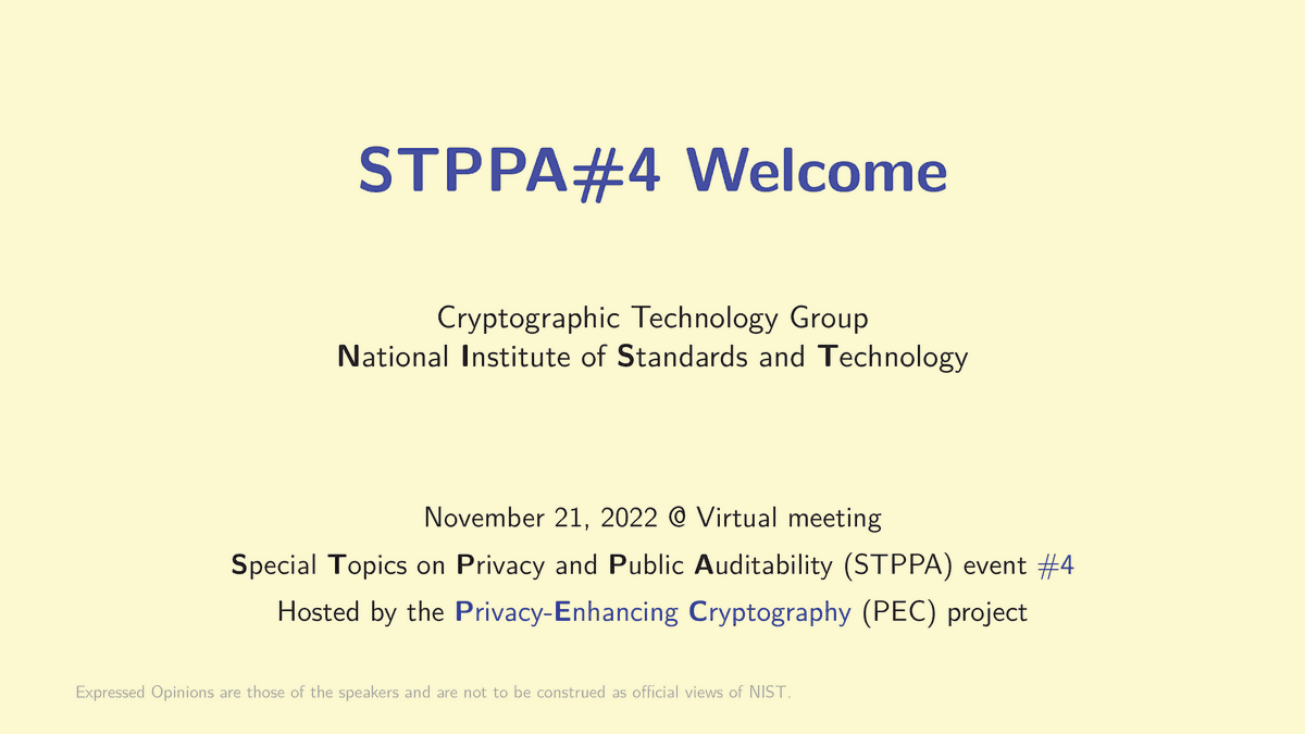 Slides: STPPA4 Welcome