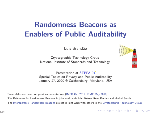 [Slides] Randomness Beacons as Enablers of Public Auditability