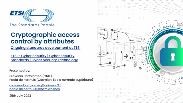 STPPA6: talk on ETSI efforts on attribute-based encryption (ABE)